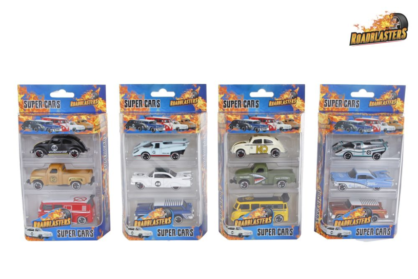 Roadblasters die-cast auto 7cm 3 stuks