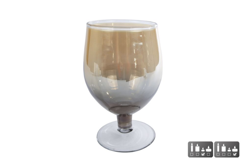 Windlicht Kim amber/messing glas 12x12x18cm