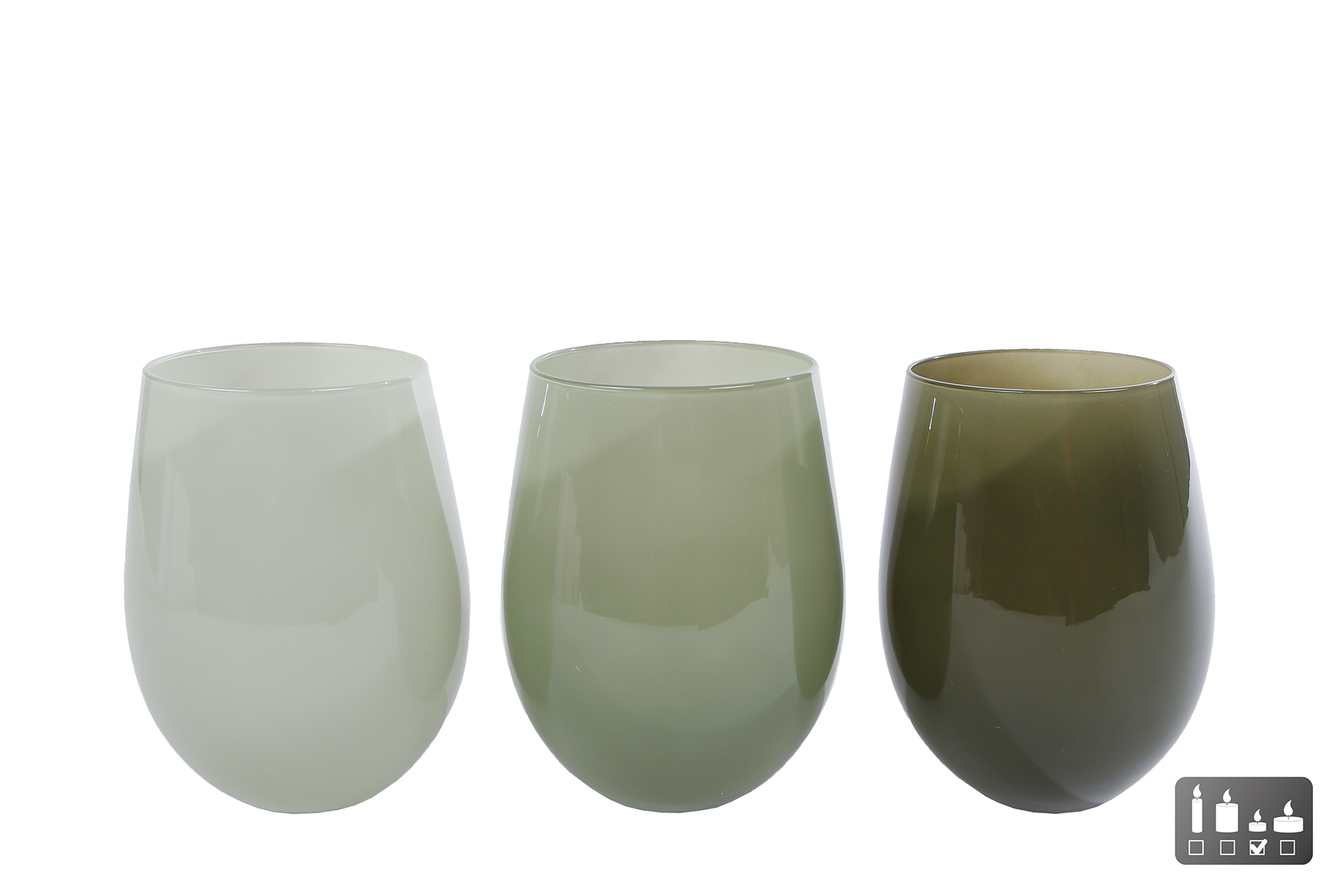 Windlicht Martien groen glas 7,2x5x12cm ass.