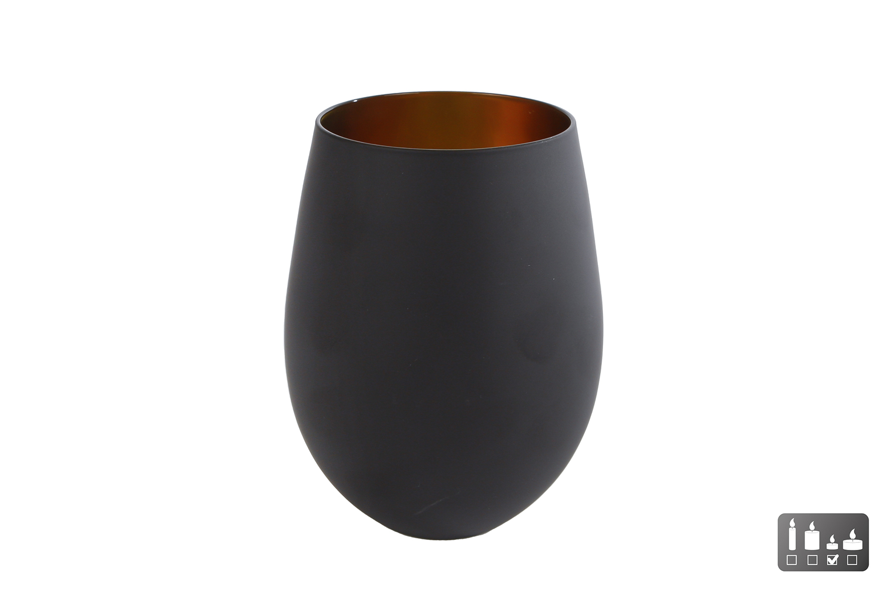 Windlicht Martien zwart/goud glas 7,2x5x12cm