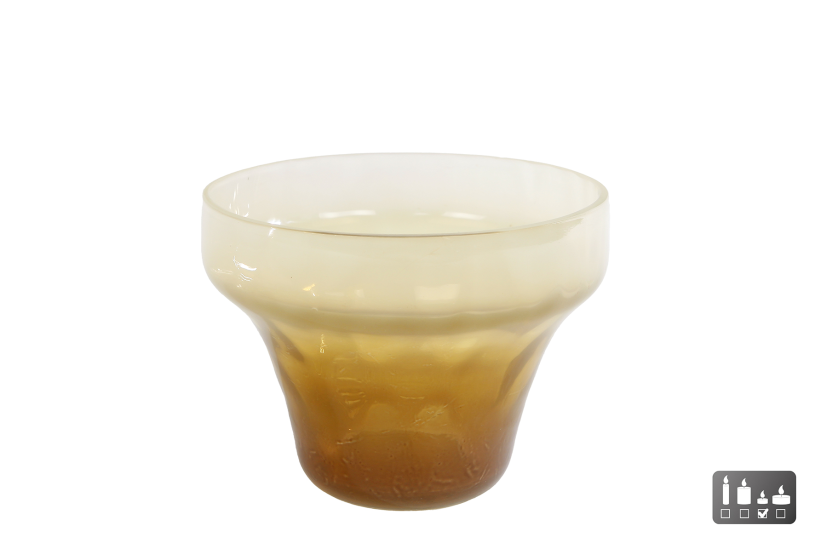 Theelichth Eline S bruin/crme glas 10x10x7,5cm