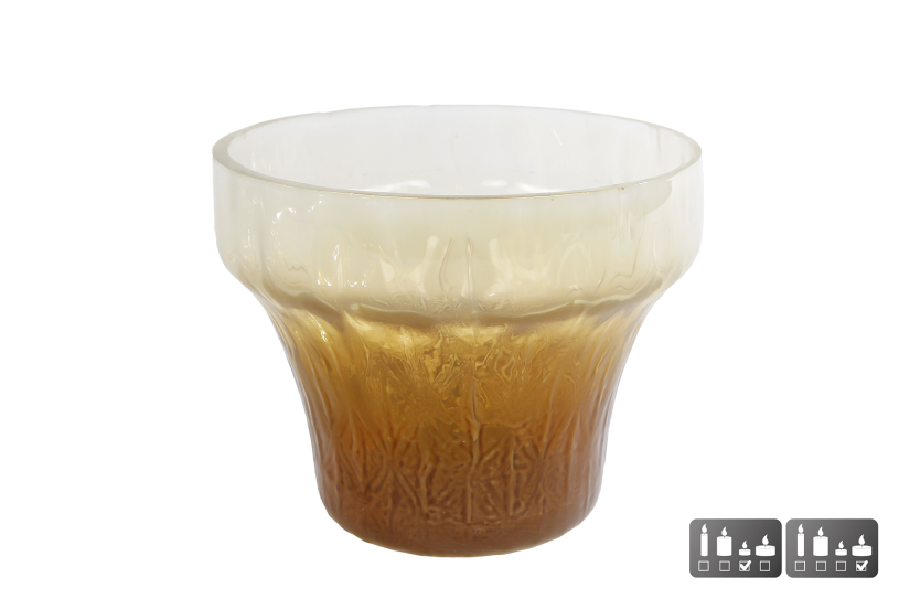 Theelichth Eline L bruin/crme glas 13x13x10cm