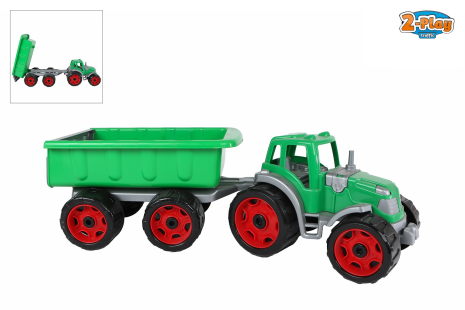 2-Play tractor met aanhanger groen 52,5x19x16,5cm