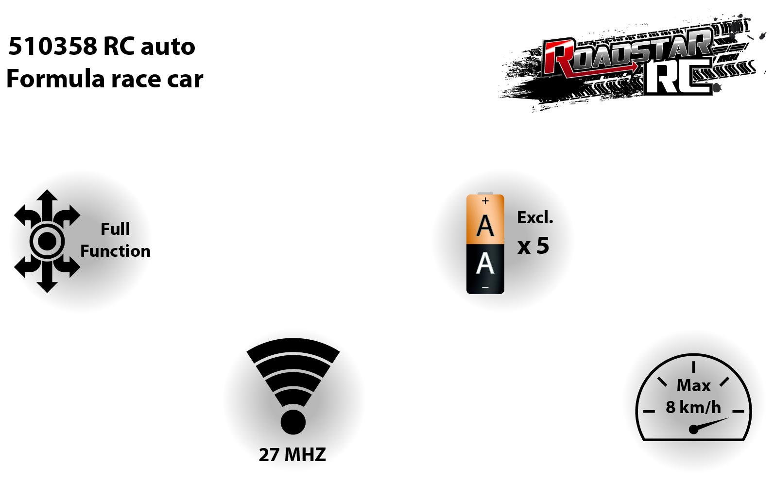 Roadstar RC Formula race auto full function 27MHZ 19,5cm