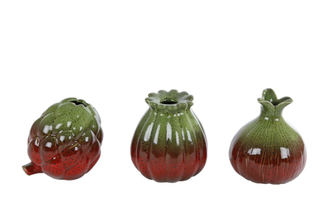 Vaas Vegetable groen/rood a3 aardewerk 16cm