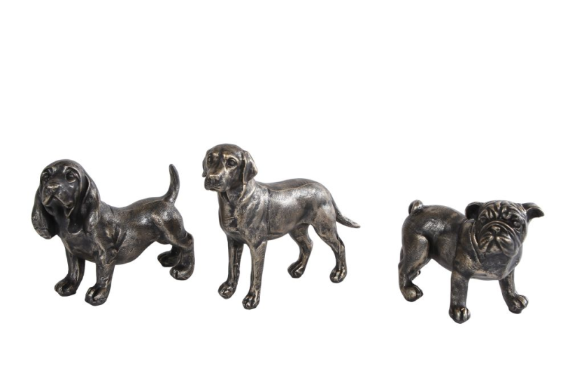 Sculptuur Dog brons polystone 11x5,5x9,5cm assorti