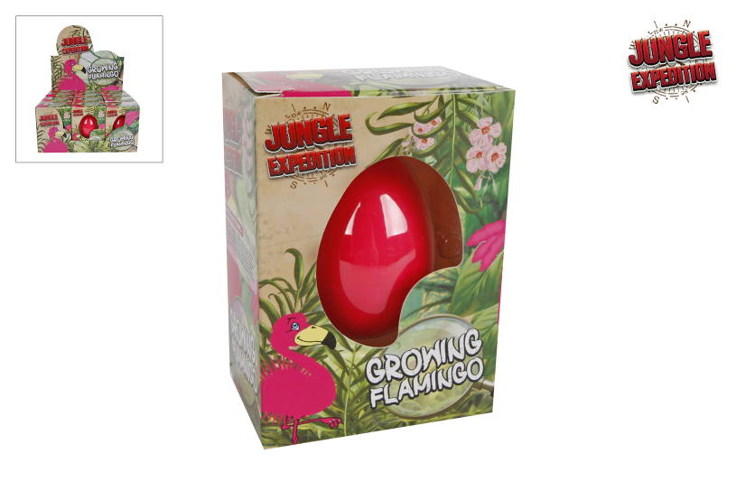 Jungle Expedition ei met groeiende flamingo 6ass 6cm