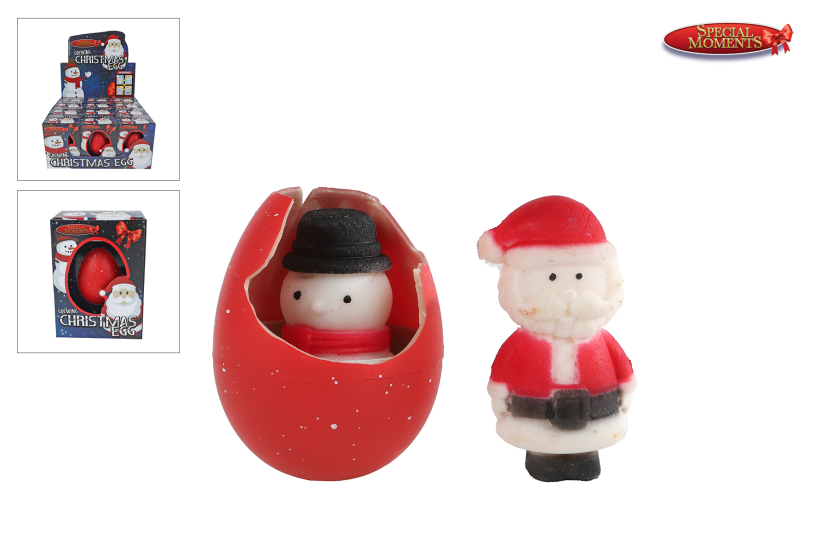 Ei met groeiende kerstman/sneeuwpop 2ass 6cm