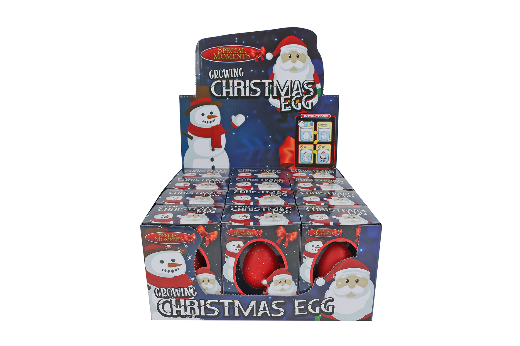 Ei met groeiende kerstman/sneeuwpop 2ass 6cm