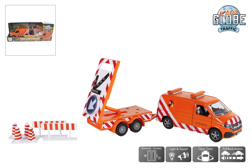 Kids Globe VW Transporter met pijlwagen met licht die cast p