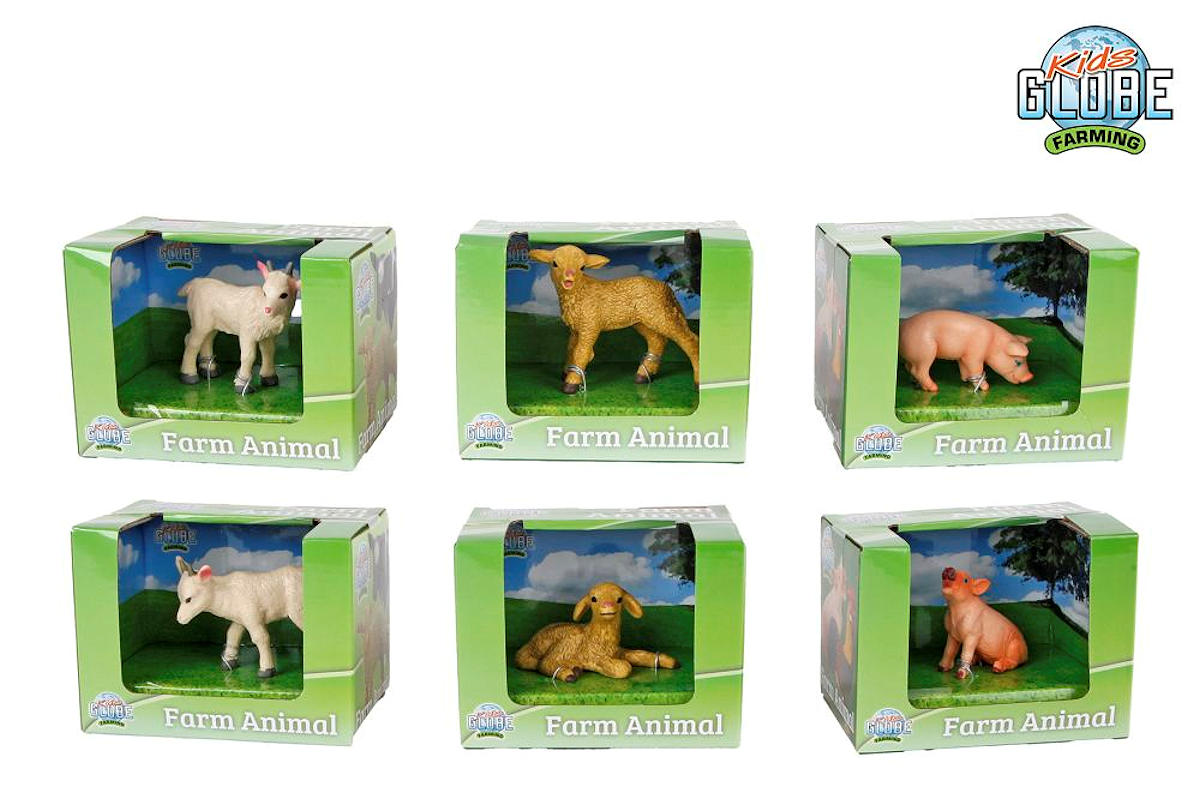 Kids Globe dierfiguur schaap/geit/varken 6ass 5-6cm