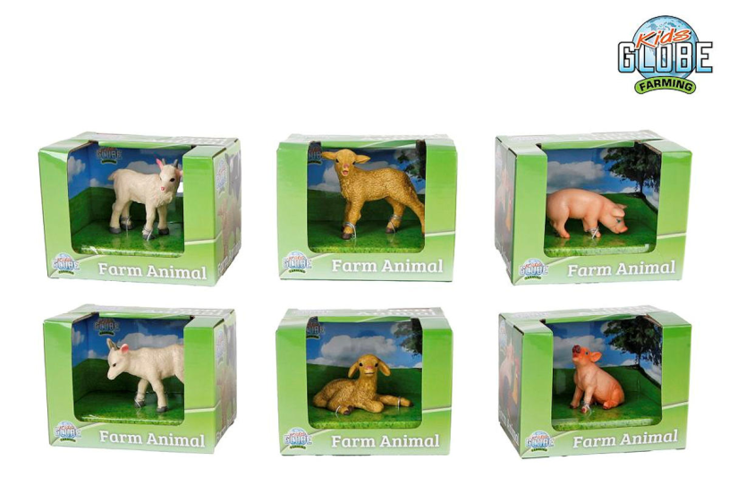 Kids Globe dierfiguur schaap/geit/varken 6ass 5-6cm