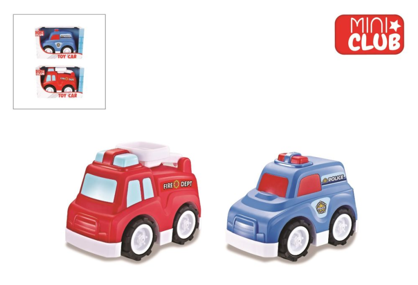 Mini Club auto free wheel 2ass brandweer en politie 25cm