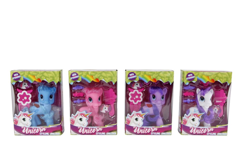 Unicorn figuur met accessoires en stickers 4ass 12cm
