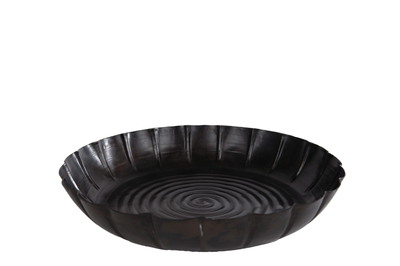 Onderbord Hans S oud zwart metaal 27x27x4cm