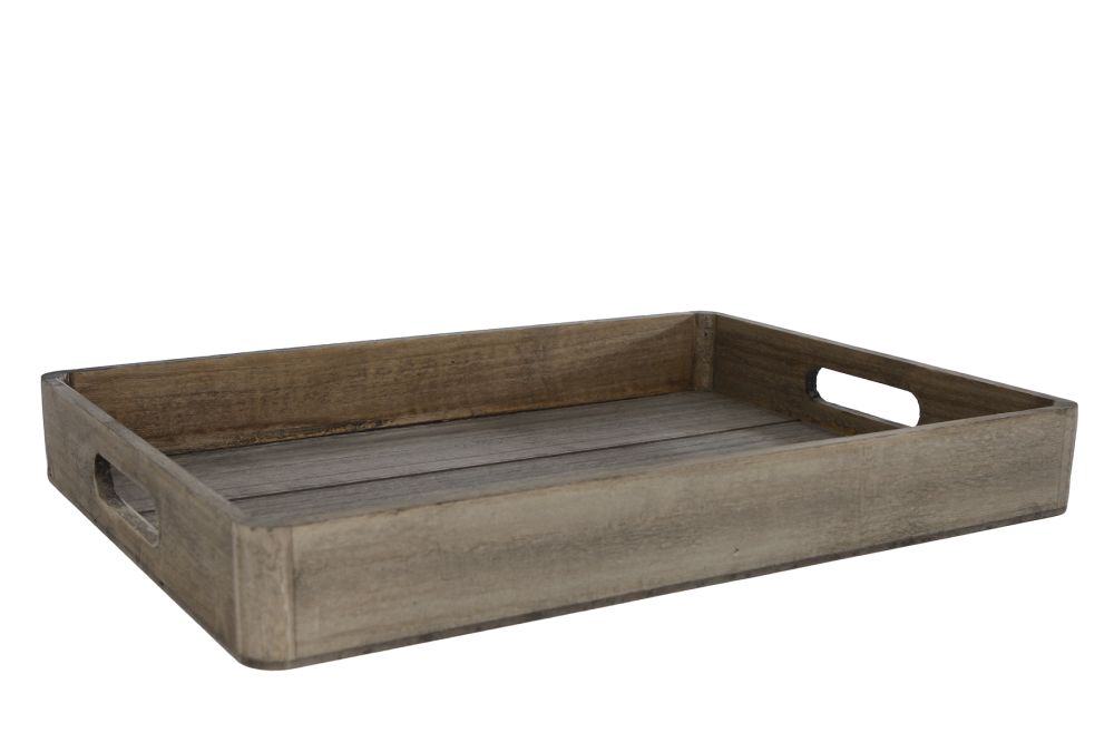 Dienblad Kai L grijs hout 36,5x26,5x4,5cm