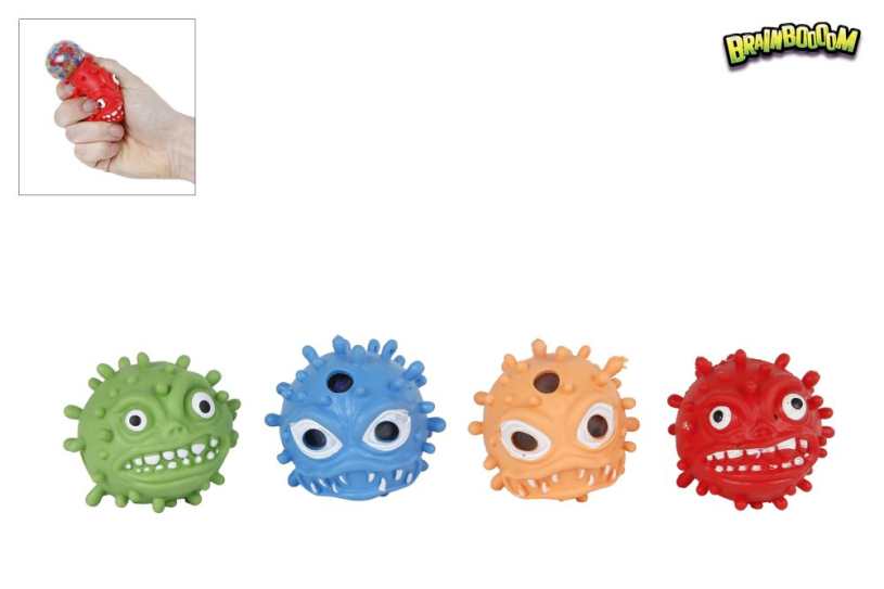 Brainboooom knijpbal monsters 6,5cm 4ass
