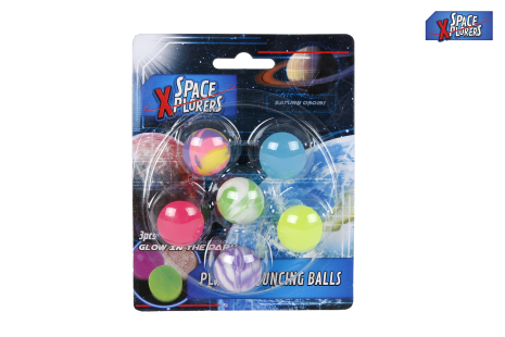 Space Xplorers stuiterbal planeten 27mm 3+3 glow in the dark