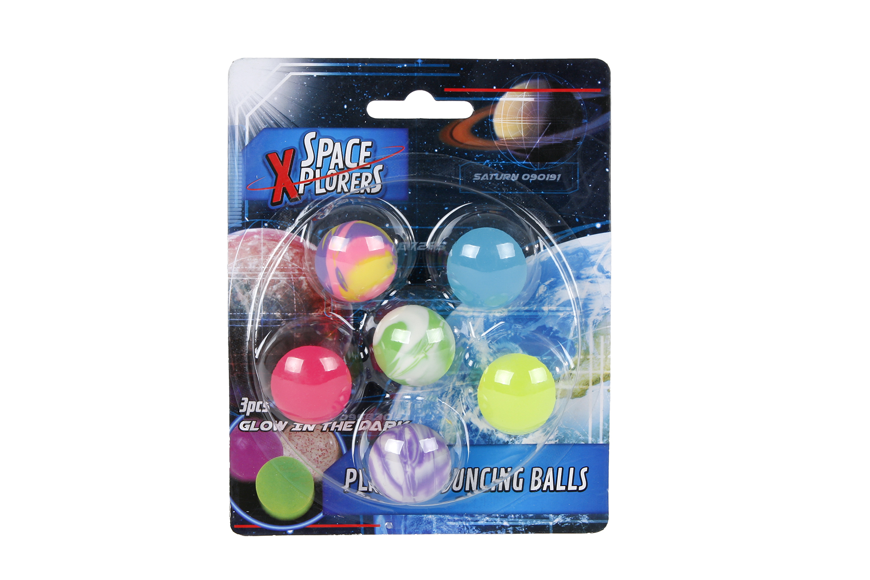 Space Xplorers stuiterbal planeten 27mm 3+3 glow in the dark
