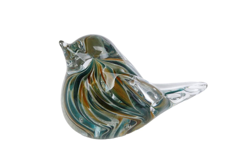 Sculptuur Bird groen glas 13x6,5x9cm