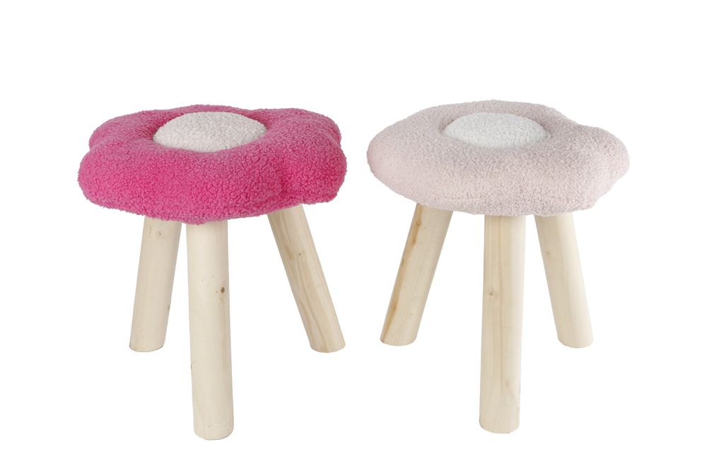 Krukje Flower roze/fuchsia a2 hout/stof 30x30x33cm