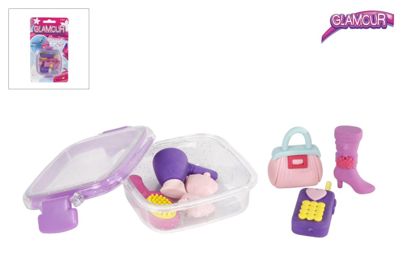 Glamour meiden gummetjes 8delig 8cm