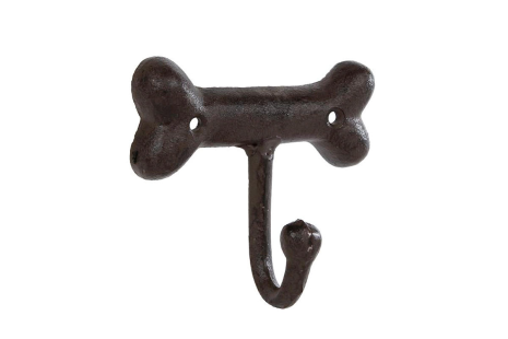 Wandhaak Dog Bone oud bruin metaal 10,5x10,5x5cm