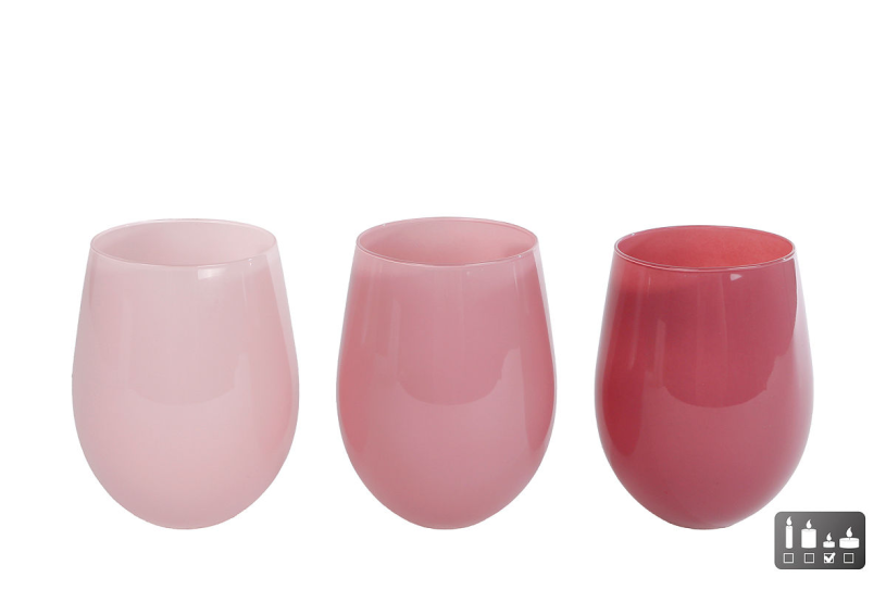 Windlicht Martien rose glas 7,2x5x12cm ass.