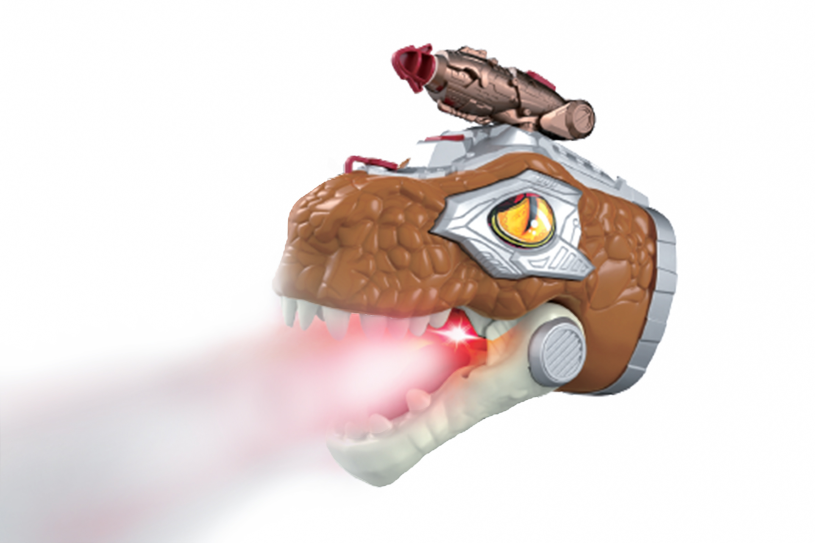 DinoWorld dinosaurus handpop met stoom licht en geluid 17cm