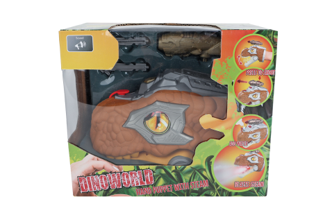 DinoWorld dinosaurus handpop met stoom licht en geluid 17cm