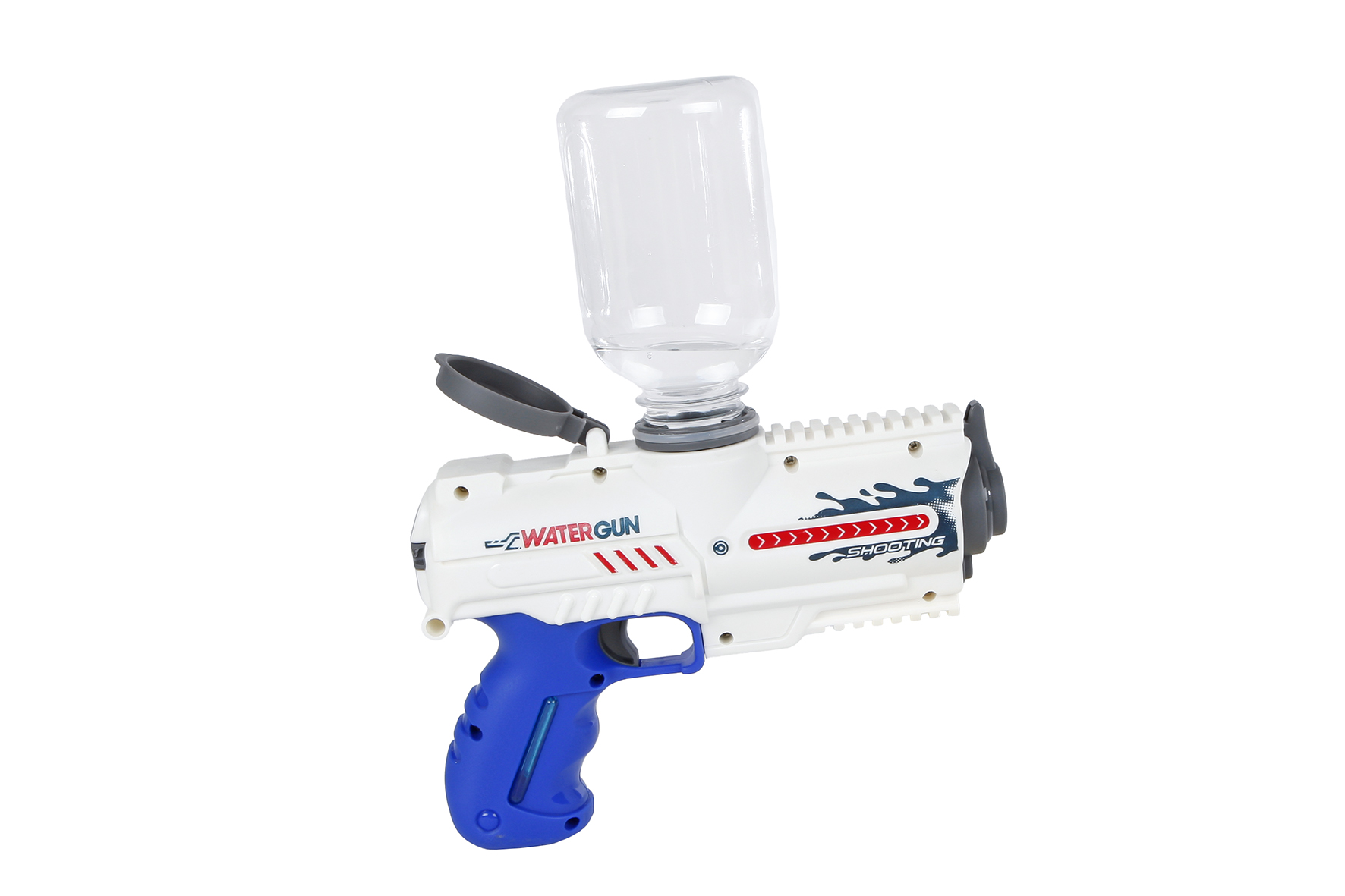 Sun Fun waterpistool elektrisch met fles 18cm wit/blauw