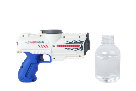 Sun Fun waterpistool elektrisch met fles 18cm wit/blauw
