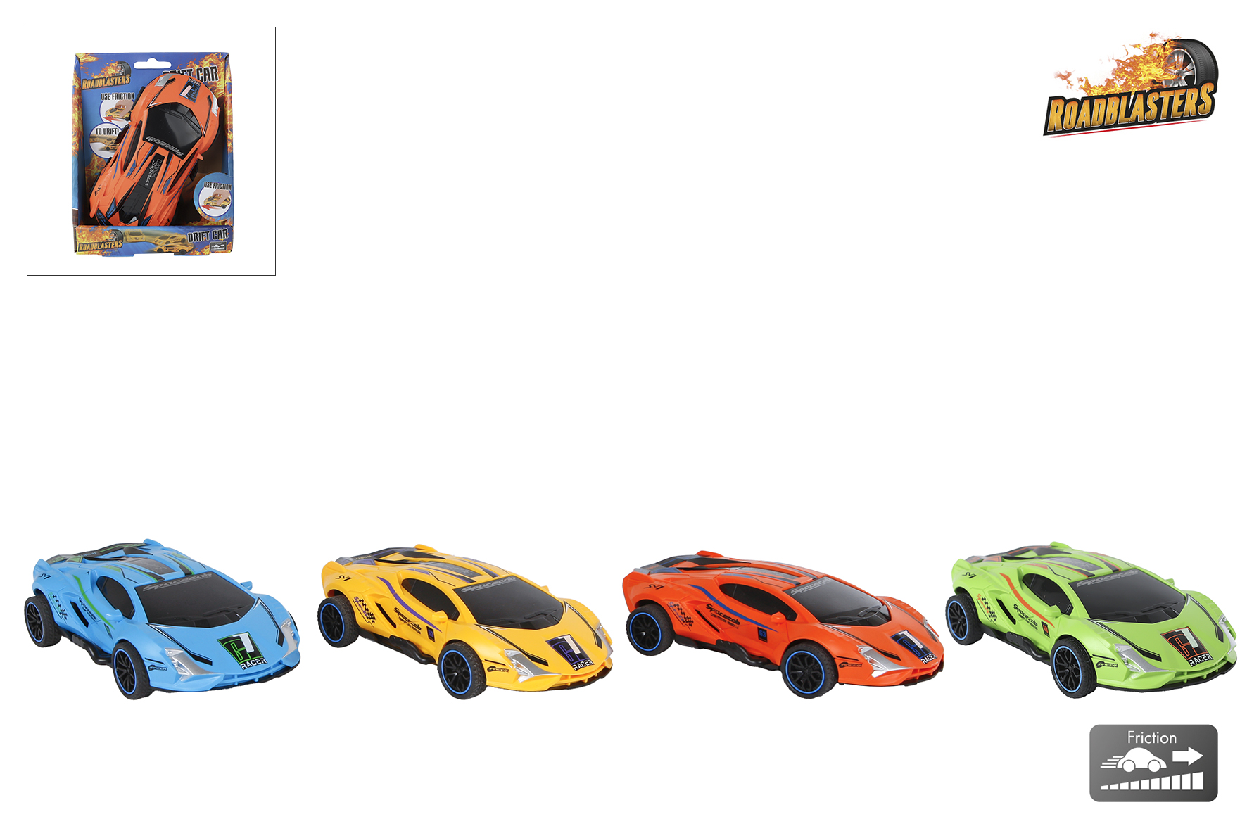 Roadblasters drift auto frictie 4ass 16cm