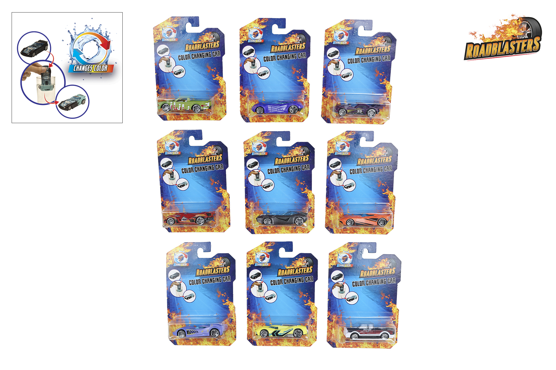 Roadblasters auto color change die cast ass 1:64 7-8cm
