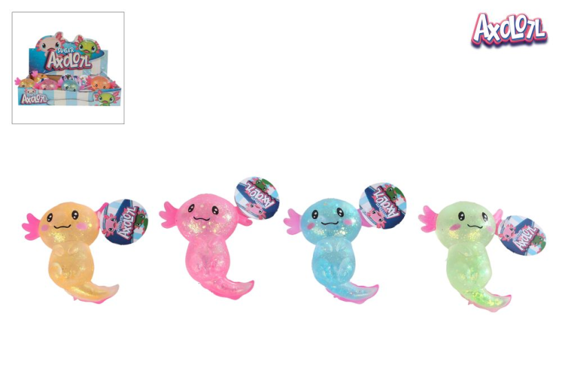 Axolotl sugar knijpdier ass kleuren 11cm