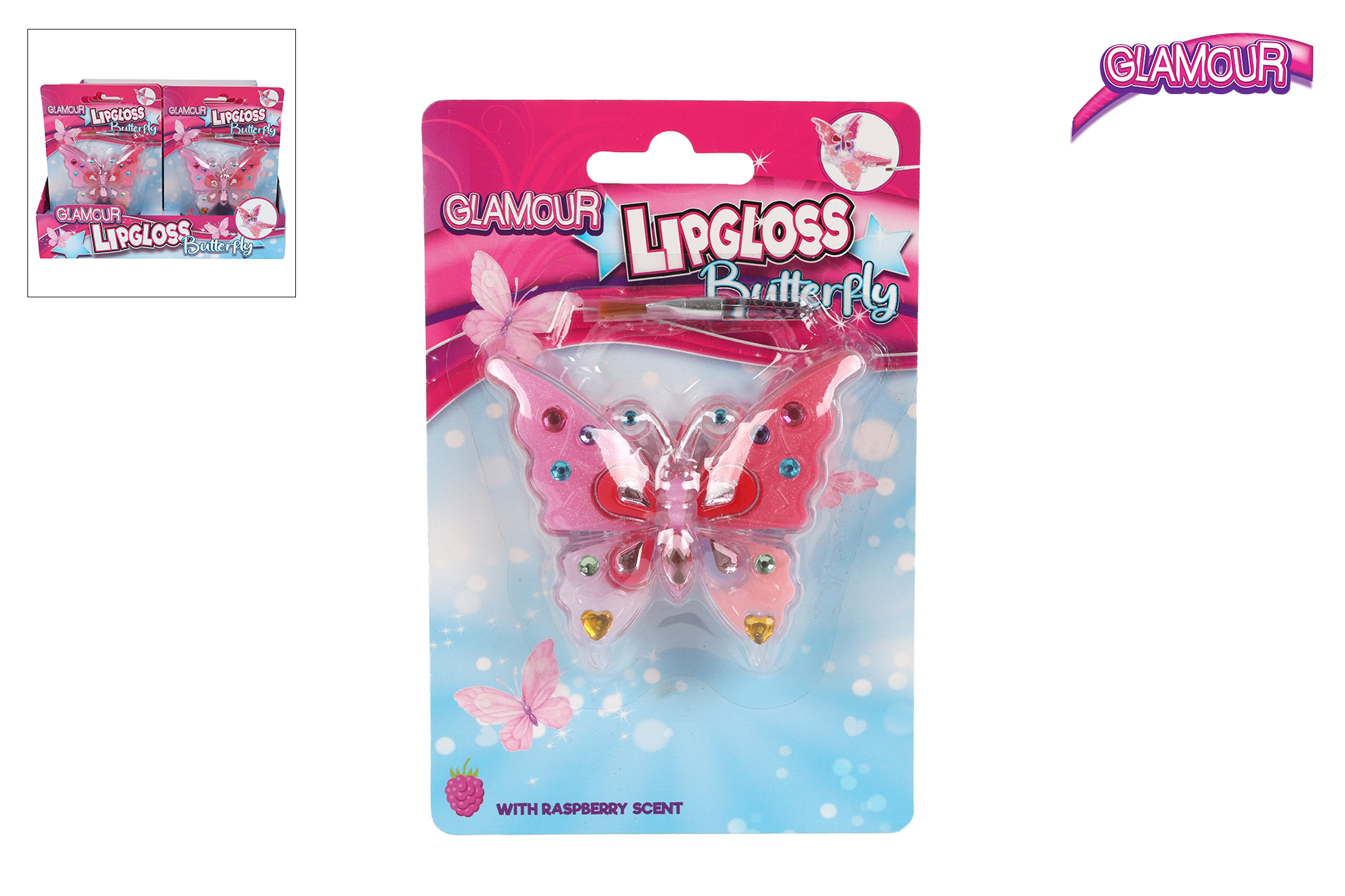 Glamour lipgloss vlinder assorti in dusplay