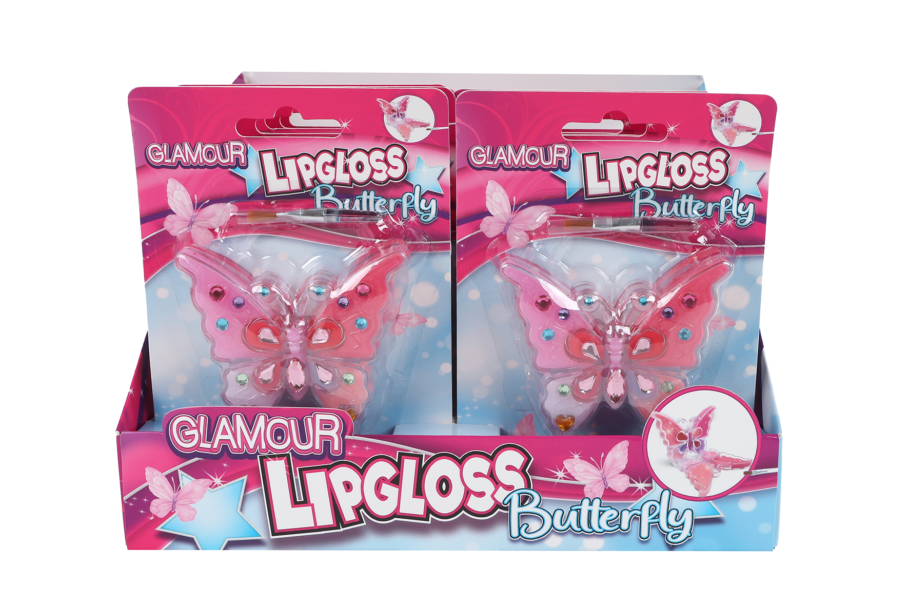 Glamour lipgloss vlinder assorti in dusplay