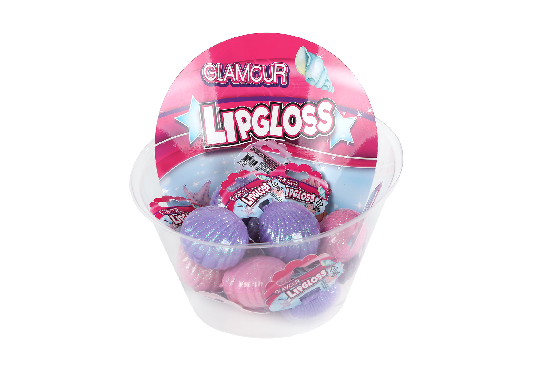 Glamour lipgloss glitterschelp 2ass