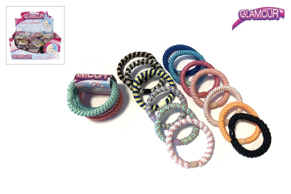 Glamour arm/haar bandjes set van 4 stuks textiel div ass