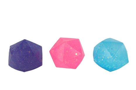 Glamour diamond sugar glitter knijpbal 6cm 3ass