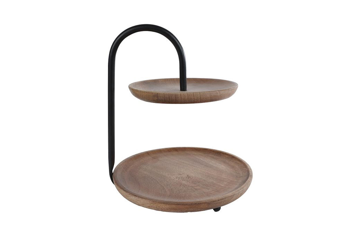 Etagere George naturel/zwart mango/metaal 21x22x25cm