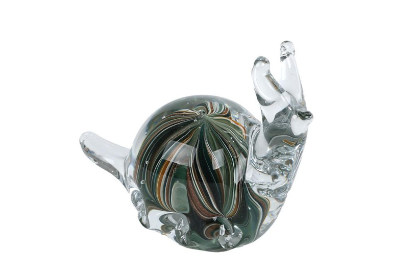 Sculptuur Snail bruin/groen glas 12,5x6,5x9,5cm