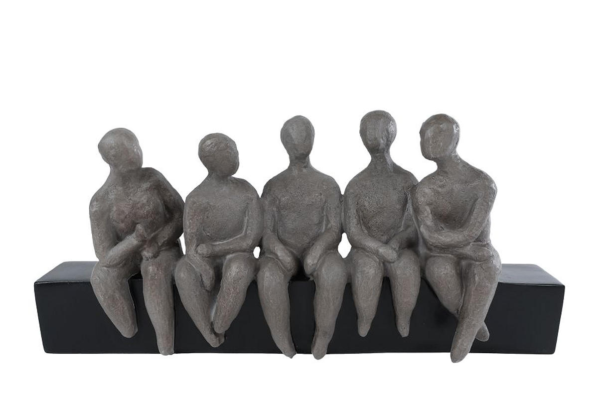 Sculptuur Sitting People grijs/zwart poly 40,5x9x19 cm **