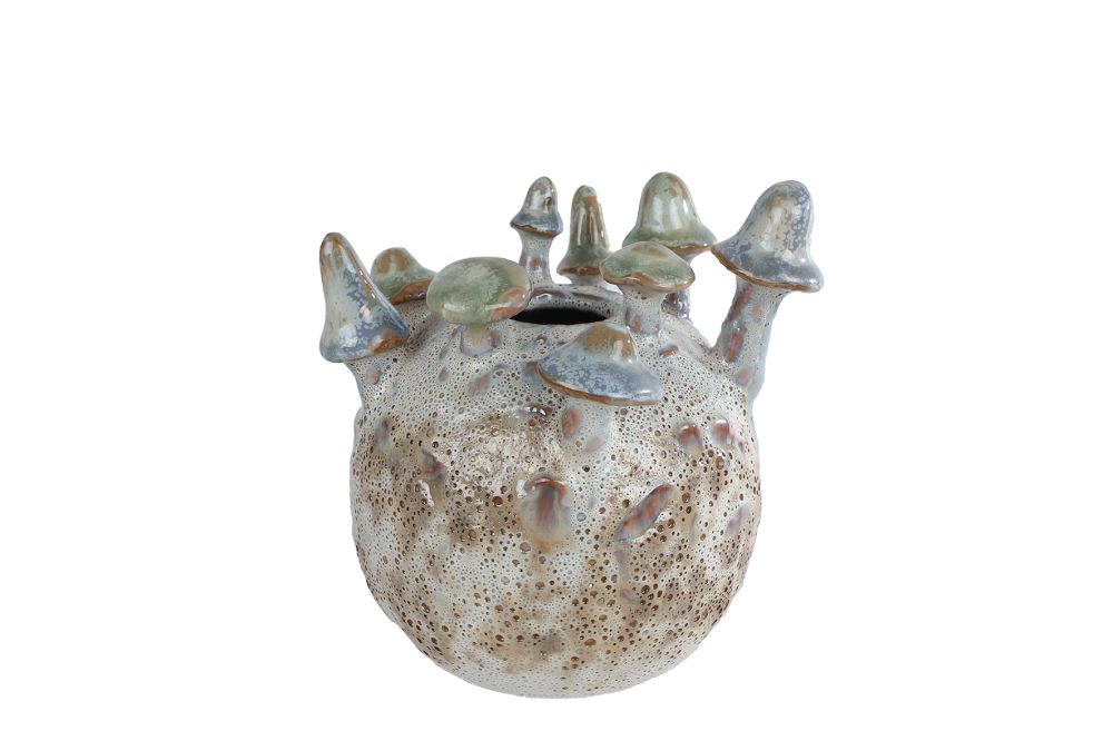 Vaas Mushroom creme/de pannen voor aardew 12x12x14cm