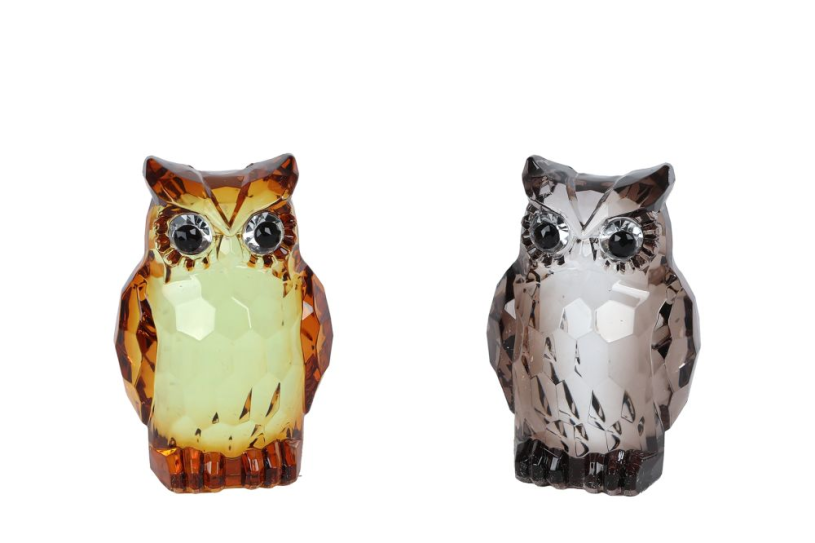 Sculptuur Uil grijs/brown acryl 4x4x7cm assorti