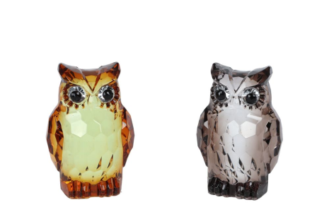 Sculptuur Uil grijs/brown acryl 4x4x7cm assorti