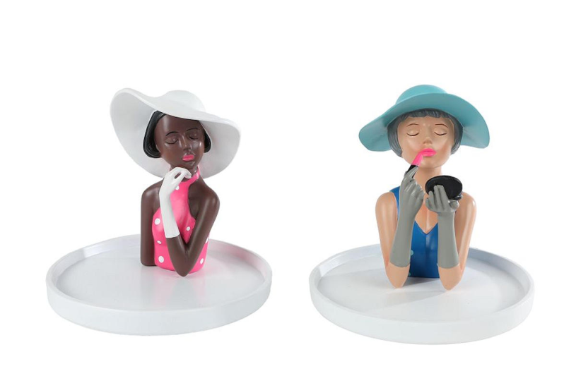 Sieradenhouder Ladies roze/blauw 13,5x13,5x13,5cm assorti