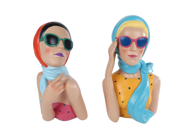 Sculptuur Ladies rood/blauw a2 polystone 16,5x16,5x27,5cm