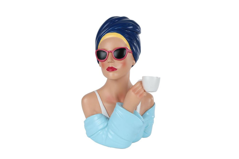 Sculptuur Lady blauw polystone 19x20x29cm