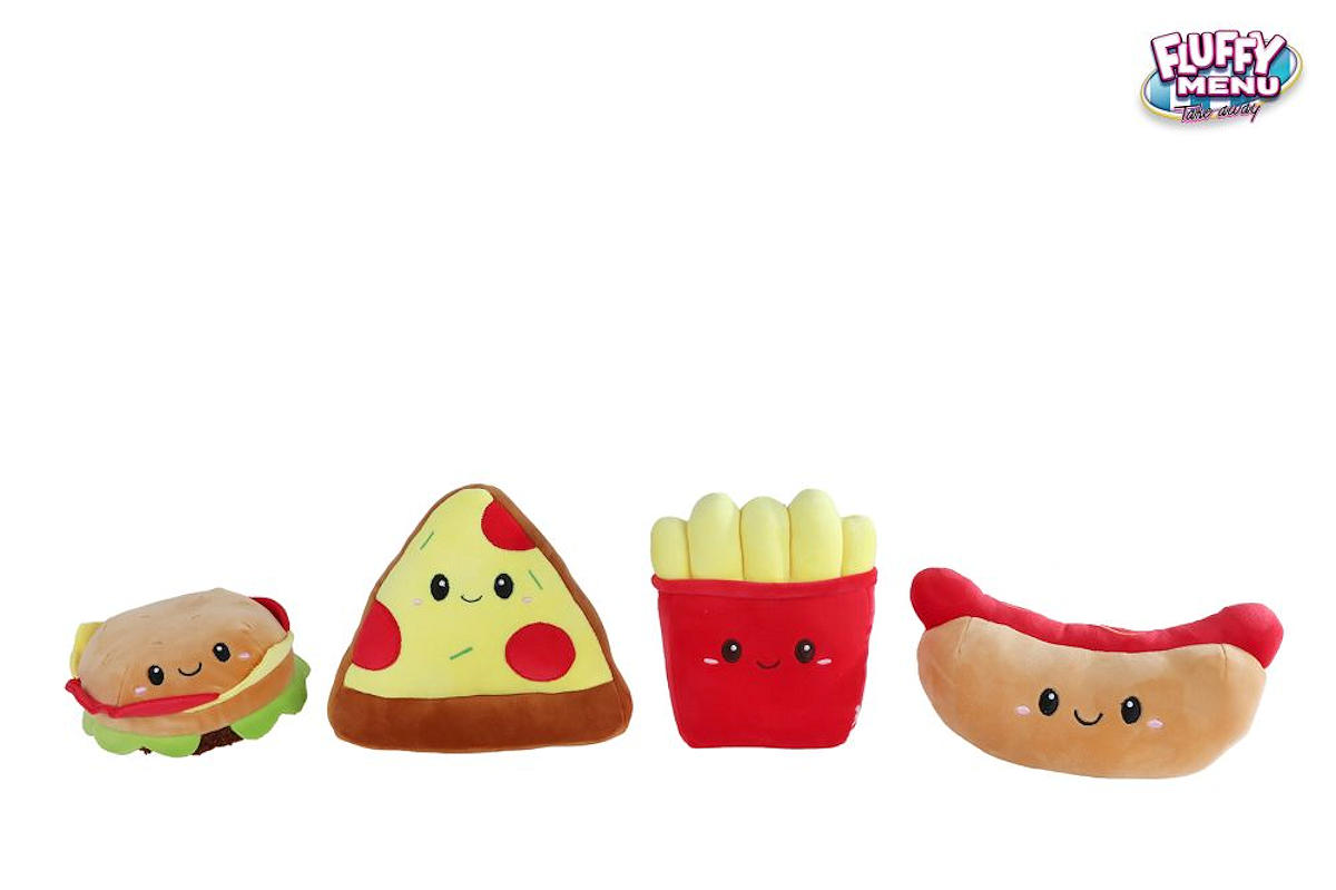 Fluffy Menu fast food pluche 4ass 16/11cm